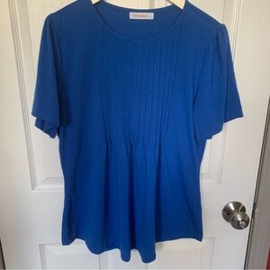Pantalook Women's Short Sleeve Pintuck Tee in Royal Blue